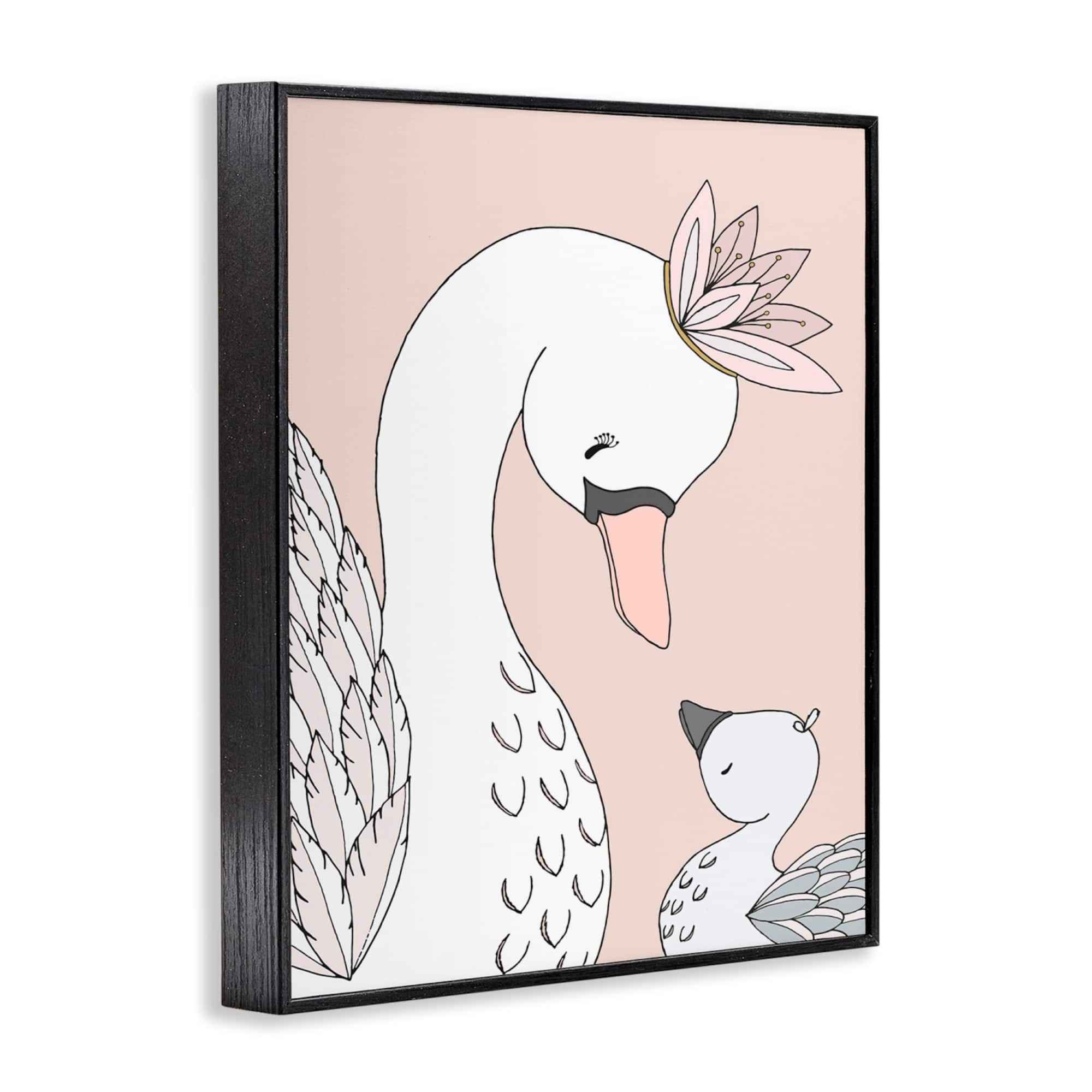 Stupell Industries Mother & Baby Swan Flower Crowns Princess Animals Framed Giclee Art